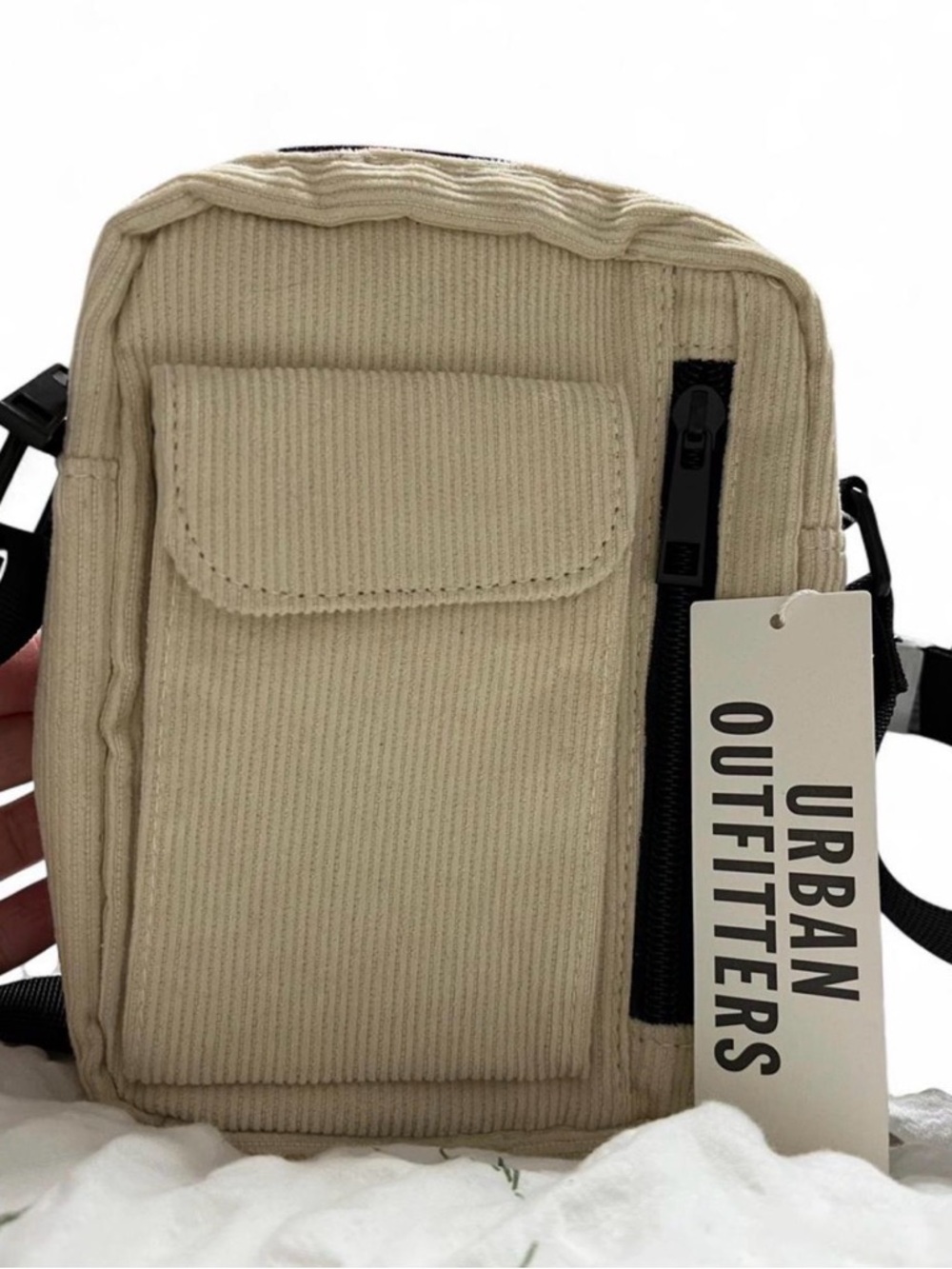 Urban Outfitters Cream Corduroy Belt Bag
